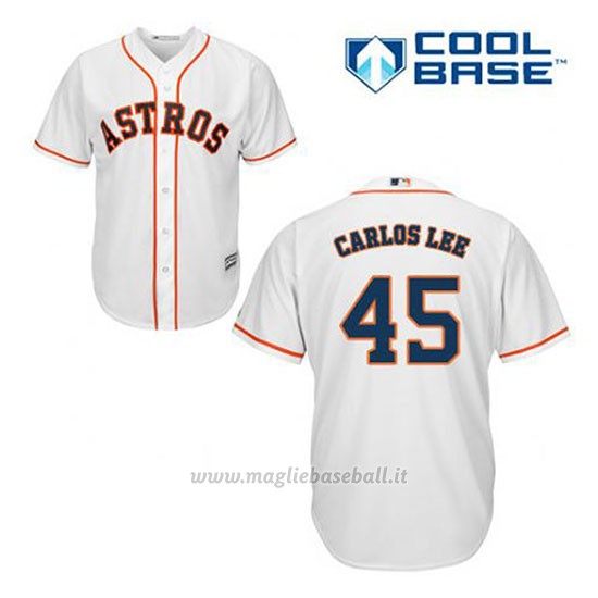 Maglia Baseball Uomo Houston Astros Carlos Lee 45 Bianco 1ªCool Base